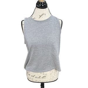 Laslulu Womens Tank Top Sz Medium Muscle Gray Sporty Clean Girl Minimalist Basic